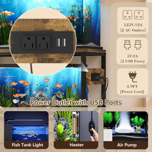 Image of Heybly 20-29Gal Fish Tank Stand with Drawer, Power Outlet,330lbs HAS001SR-1