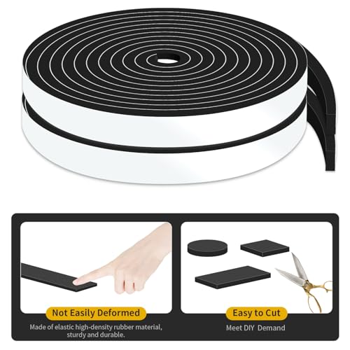 Image of Door Seal Strip,High Density CR Insulation Tape,1 /2 in x 1 /4 in x 52Ft | Air Conditioner Foam,Strong Adhesive,Soundproof, Dustproof,Reduce Noise,High Density CR Foam Insulation Tape,Black