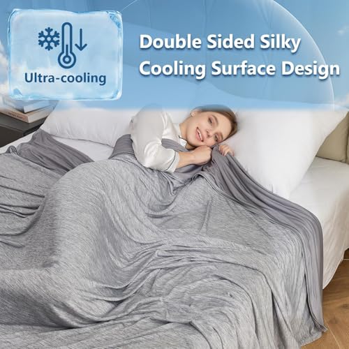 Image of CHOSHOME Cooling Blankets for Hot Sleepers, Arc-Chill Q-Max>0.5 Double Side Cold Blankets for Sleeping, Soft Lightweight Breathable Summer Blanket for Couch Bed Sofa Camping, 90 inch x 90 inch, Grey