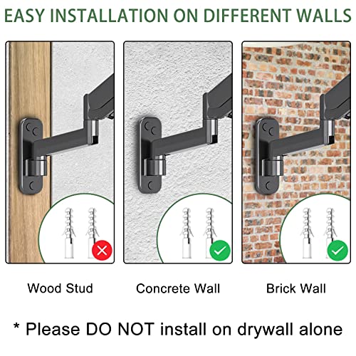 Upgravity Monitor Wall Mount, Single Monitor Wall Arm For 17-32 Inch Flat/Curved Computer Screens, Height Adjustable Gas Spring Wall Monitor Stand With Cable Management, Tilt, Vesa 75X75/100X100 Mm #TOP6