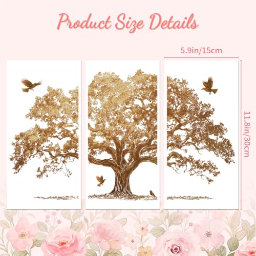 Peacoblue Rub on Transfer Decal Sticker for Furniture Craft Decor 15x30cm Gold Foil Tree with Scraper - Image 2
