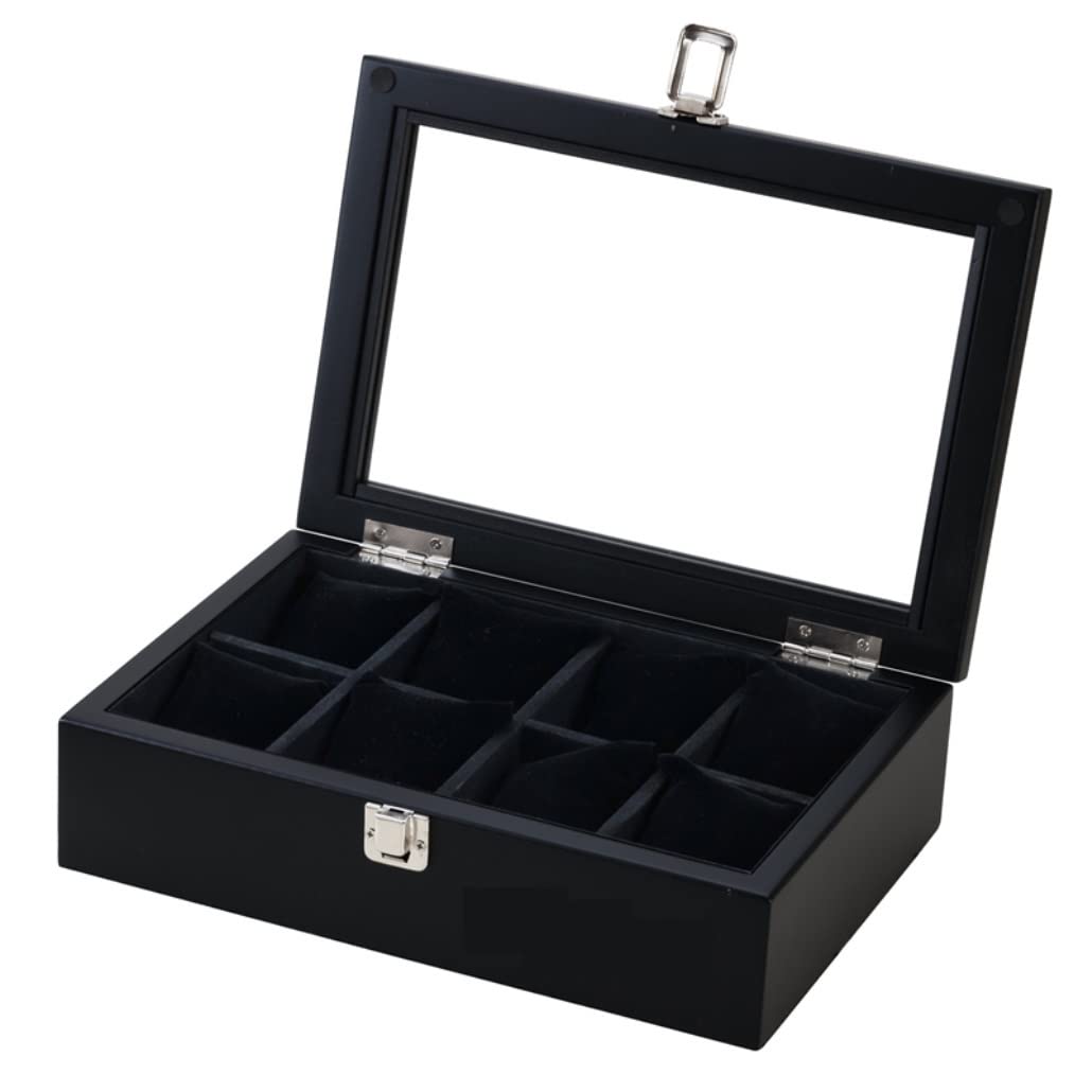 Rollo de Reloj Caja de Reloj Soporte de Reloj Caja de Reloj Caja de Reloj con 8 Ranuras Caja de Almacenamiento de Reloj con Vidrio Caja de Soporte de Reloj mecánico Enro