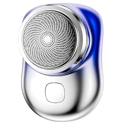 Mini Electric Shaver for Men, Pocket Shaver with Alloy Shaving Head and ABS Shell, USB Rechargeable, Washable Razor for Wet and Dry Use, 2.6 x 1.8 in / 65 x 46 mm, Gradient Blue