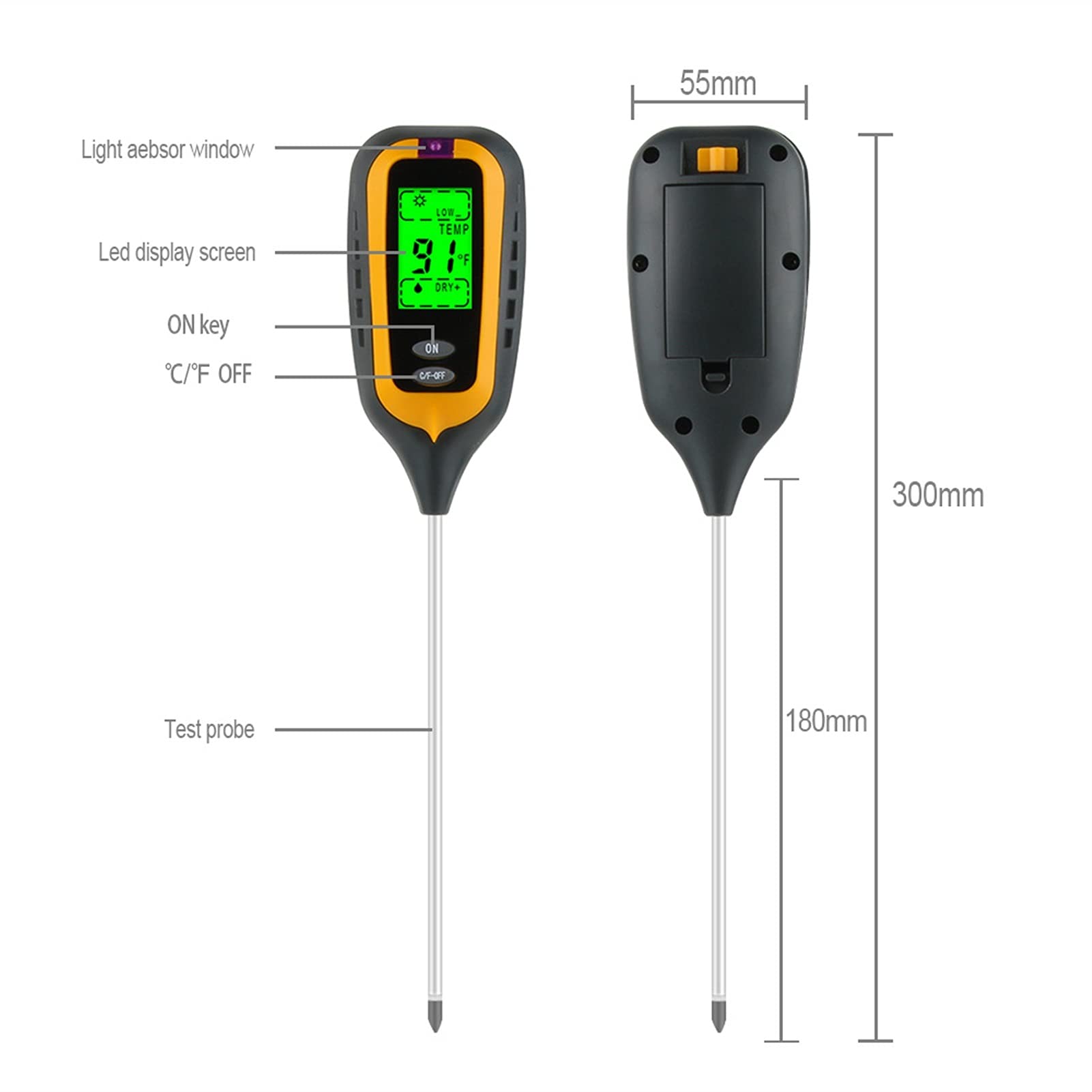Quadro-in-One Tester del Terreno Electronic Detector del Terreno del Terreno PH Tester Misuratore di Luce, misuratore di umidità, Misurazione Rapida E Accurata