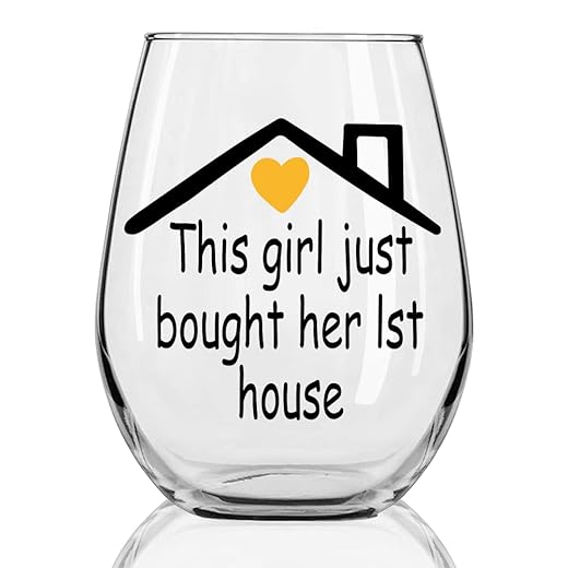 DYJYBMY This Girl Just Bought Her Lst House Wine Glass, New Homeowner Wine Glass, Homeowner Gift, Housewarming Gift, Funny New Home Owner Presents Ideas