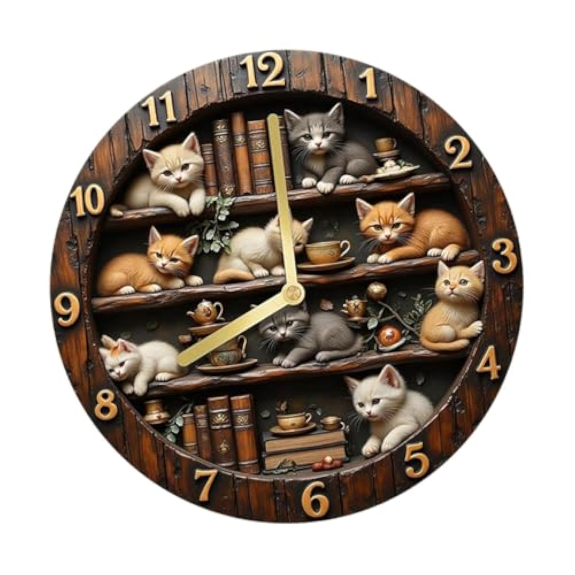 2D Retro Design Wooden Wall Clock for Bar & Cafe