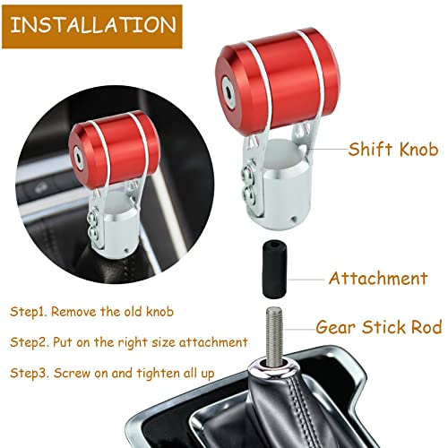 Temzzer Shift Knob T-Shaped Car Gear Shifter Knob Aluminum Shift Stick Lever Knob For Most Manual Automatic Vehicles (Red) #TOP1
