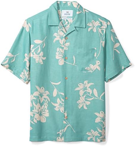Amazon Brand - 28 Palms Men's Relaxed-Fit Silk/Linen Tropical Hawaiian Shirt