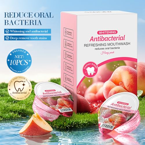 Mundspülung Total Care - Kariesvorbeugung, Zahnstärkung, Frischer Atem, Zahnfleischpflege - 13ml X 10 Stück - Ideal Für Chronischen Mundgeruch Und Gereiztes Zahnfleisch (Pfirsich) Peach Mouthwash – Bild 3