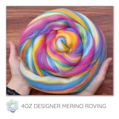 Image of Combed Top Roving. Limited Edition Fiber for Spinning, Needle Felting, Wet Felting, Weaving and Crafting. Colorful Designer Merino, Malibu