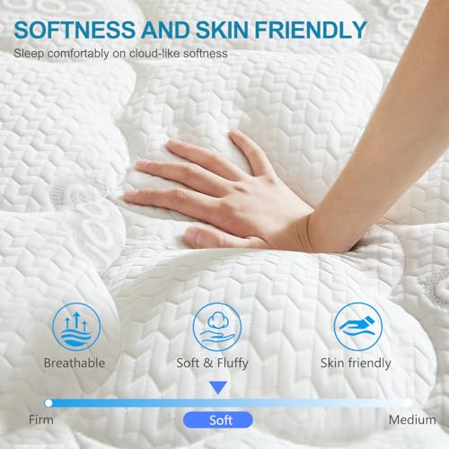 GOLDBOVER Mattress Topper Queen, Ultra Thin Soft Quilted Fitted Mattress Pad Cooling Mattress Cover with Down Alternative Filling Noiseless & Breathable (8-21”Deep Pocket) - image 2