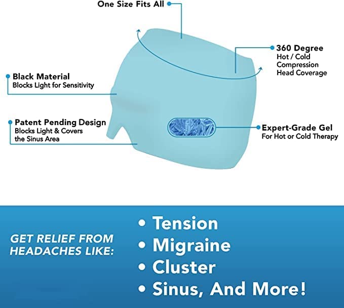 MVM Enterprise(1 pc) Reusable Gel Migraine Ice Cap Headache Relief Hat, Migraine Relief Gel Cap Hat Cool Ice Pack Eye Mask Migraine Cap Hat Gel Ice Headache and Migraine Relief Cap Wrap 4