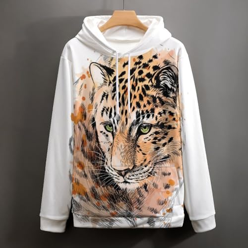 Pull à capuche léopard UMENG fini les vêtements ternes avec ce sweatshirt mixte taille S