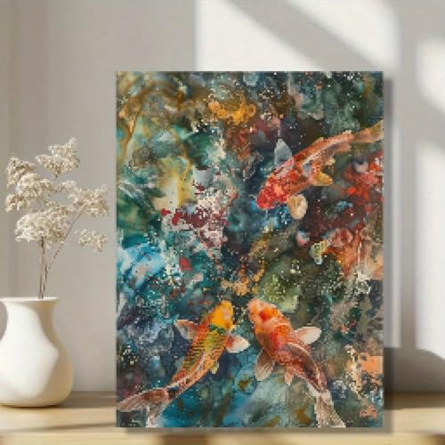 Impression toile poisson Koi HD toile tendue 30x45cm pour chambre