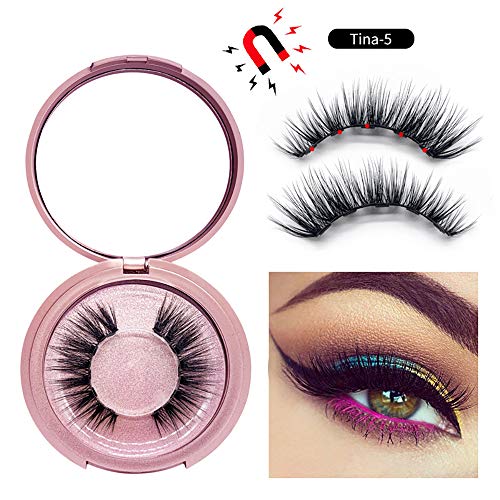Preisvergleich Produktbild KüNstliche Wimpern mit Magnetic Eyeliner Kit 3D Magnetische Wimpern NatüRlich Wasserdichtem Langlebigem Magnetic Eyeliner Wiederverwendbare 5 Magnete Falsche Magnetic Eyelashes (2 Paare)