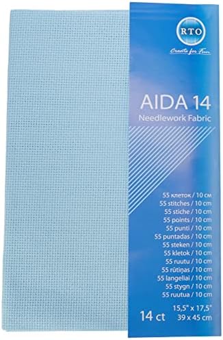 RTO Aida 14 Count Cross Stitch, 100% Cotton, Black, 39 x 45 cm