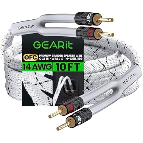 GearIT 14AWG Braided Speaker Wire with Banana Plugs Cover