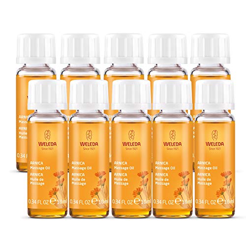 Image of Weleda Arnica Muscle Massage Oil, .34 Fluid Ounce (Pack of 10), Travel Size, Plant Rich Massage Oil with Arnica, Birch, Sunflower and Olive Oils
