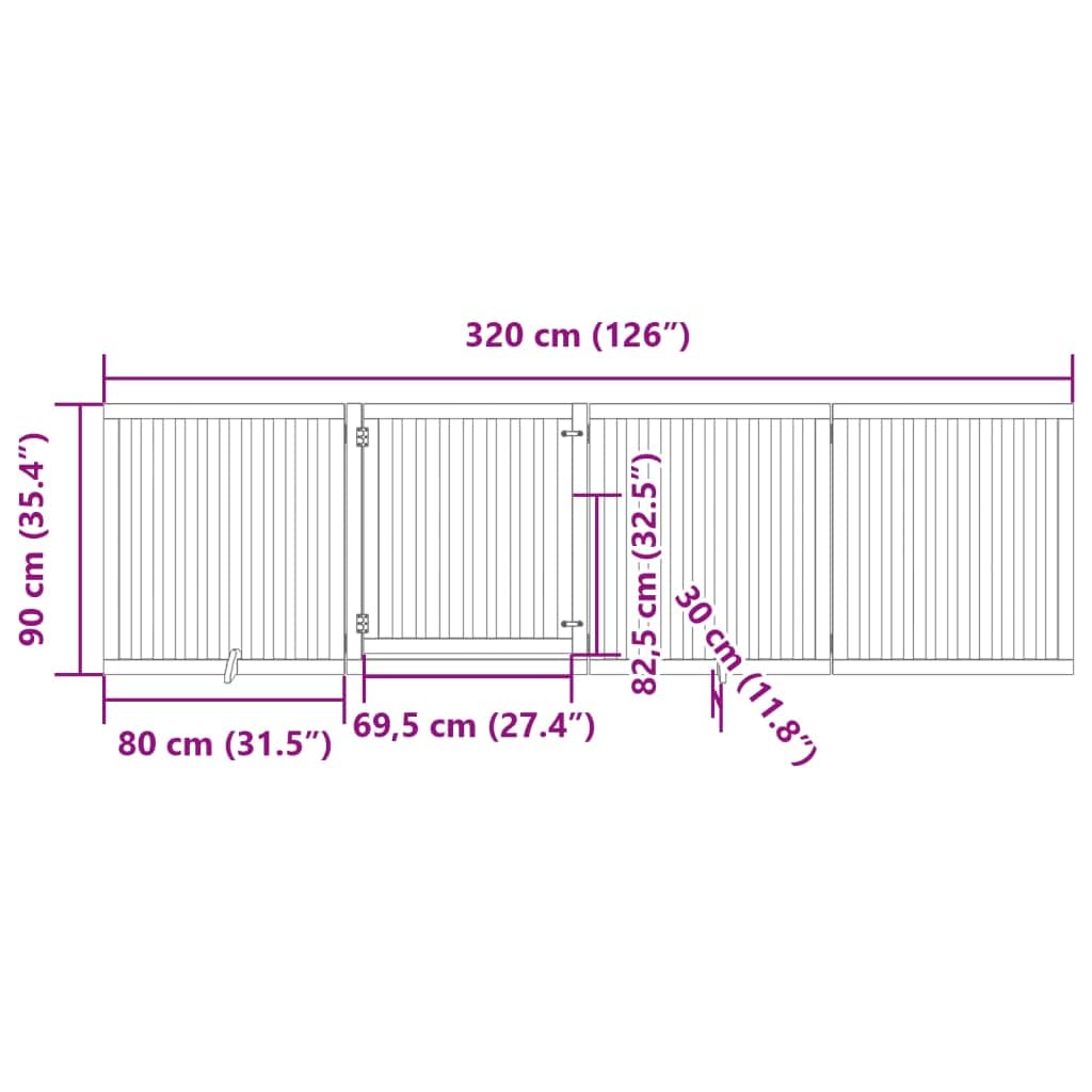 Puerta plegable para perros de madera de álamo de 320 cm, independiente, plegable, ideal como barrera para casa, apartamento, jardín, protección y seguridad para cachorros y perros