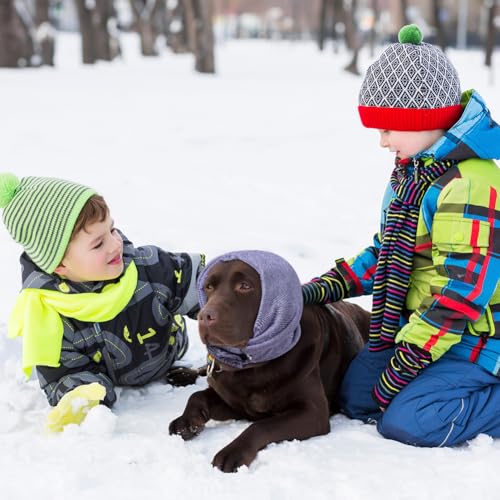Aomig Ohrenschützer für Hunde Hundemütze Haustier Hunde Gehörschutz Verstellbare Ohrenklappe für Hunde mit Stretchbändern Hund Kopfwickel Hals Wärmer Hunde Ohrenschutz Gehörschutz für Hunde (Lila,L)