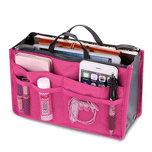 Hibaby Fashion Multi-function Bag in Bag Travel Makeup Organiser Handbag Pouch Insert (rose)