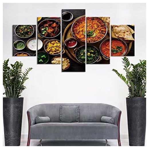 Cuadro En Lienzo Grano Especia Cuchara Chile 150 X 100 Cm / 60 X 40 Pulgadas Impresión De 5 Piezas Material Tejido No Tejido Impresión Artística Imagen Gráfica Decoracion De Pared Arte Para Sala De E