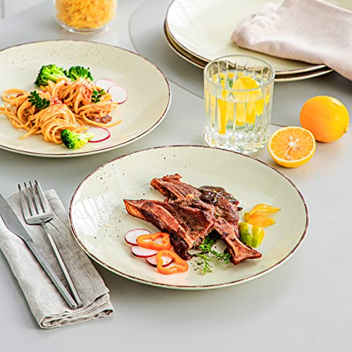 Vancasso Navia Nature Dinner Plate Set Of 4, Stoneware Vintage Look Cream Dinnerware Tableware, 10.5 Inch Snack/Salad/Fruit/Side Plate #TOP5