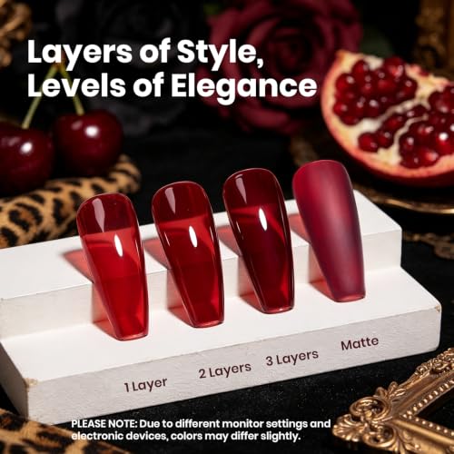 Image of Beetles Wine Red Gel Nail Polish, Cabernet Kiss 15ML Fall Jelly Gel Polish
