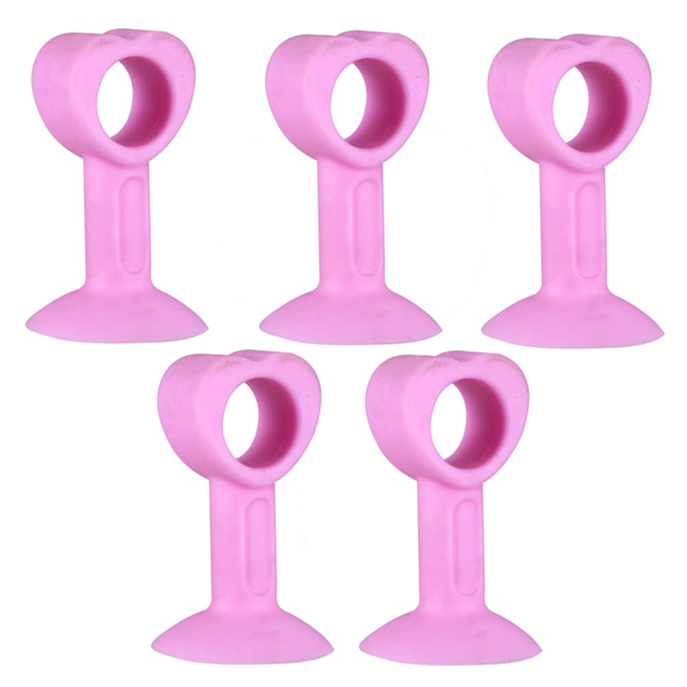 Door Wedge Stoppe, Stops, Stoppers,Silicone Stop Punch-Free Handle Bumper Pad Rubber Buffer Stopper for Bathroom, 5pcs-Pink(Rosa)