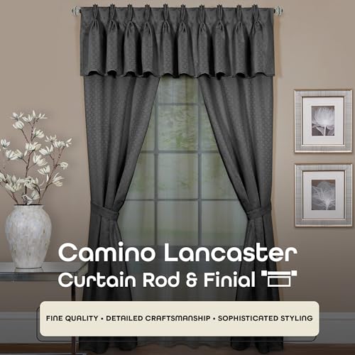 Image of Decorative Window Curtain Rods with Finials, 48 to 86 Inches, 0.75 Diameter - Camino Lancaster - Lightweight & Easy to Install, Adjusts Telescopically to Fit Any Window by Achim Home Decor