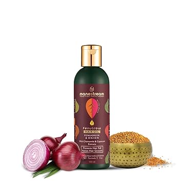 Manestream Fenugrow Ayurvedic Hair Oil for Hairfall Control & Regrowth for Men & Women with Fenugreek & Onion | For Strong Roots & Healthy Scalp | Paraben, Sulfate & Toxin Free with Comb Applicator - 100ml