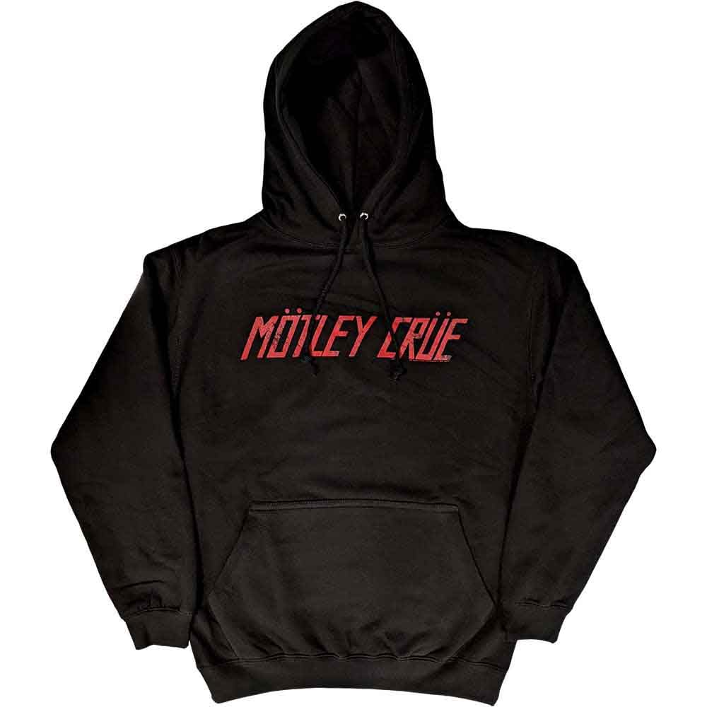 Motley Crue Hoodie Distressed Band Logo Official Unisex Black Pullover L