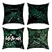 Lieson Fundas de almohada para niños, 4 unidades, 40 x 40 cm, color negro, verde y verde 40 x 40 cm, hojas en la naturaleza, poliéster