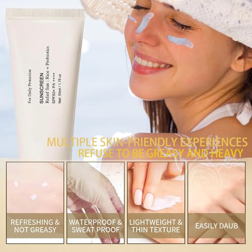 Korean-Sunscreen-CreamRelief-Sun-Organic-Sunscreen-SPF50Korean-Sunscreen-PAKorean-Cream-Rice-and-Probiotics-Korean-Skin-for-All-Skin-Types-UV-Defens50ml