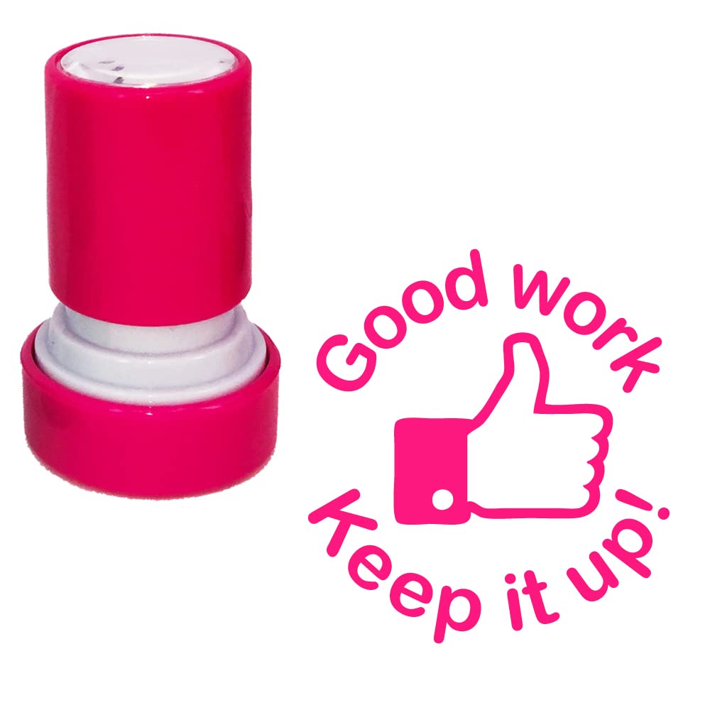 School Stamps Pink Good Work, Keep It Up! Teacher Stamp. Self-Inking, 22Mm, Reinkable, Quality Stamper For Marking And Praise. Ink*