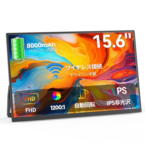 Amazon.co.jp: ワイヤレス モバイルモニター 15.6インチ 8000mAh