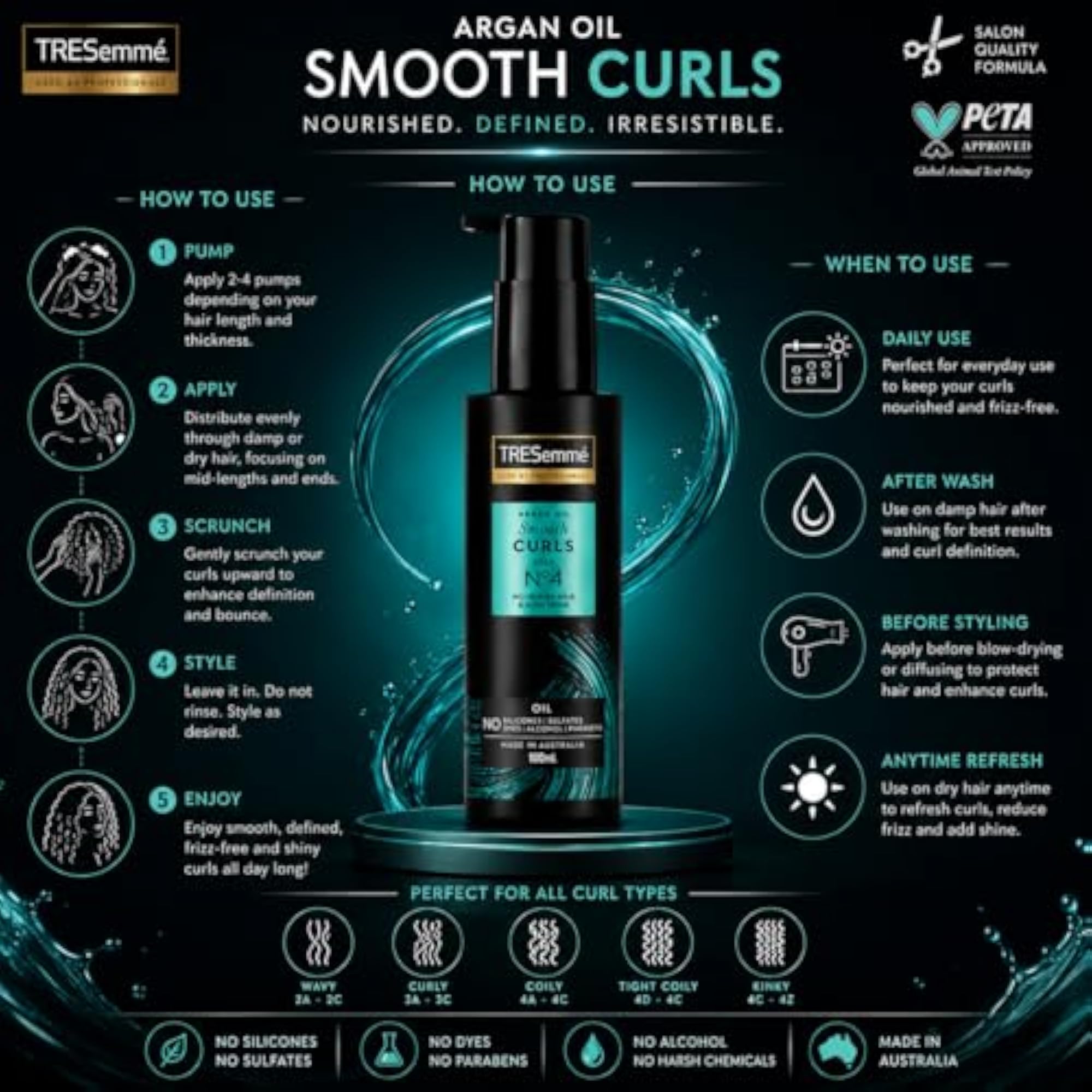 é Smooth Curls Argan Oil Hair Serum, Anti-Frizz Formula
