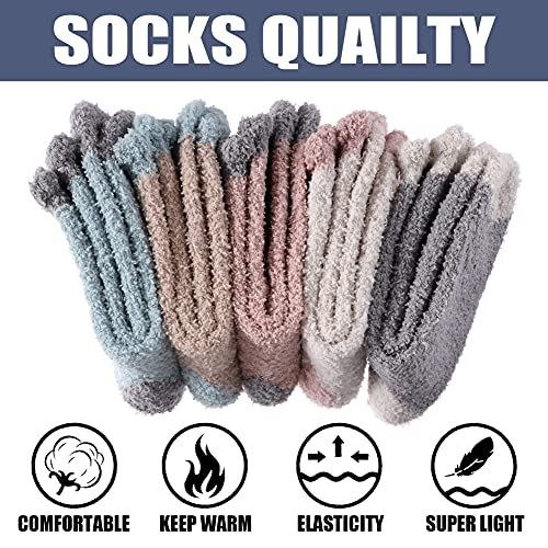 Image of CHOWISH Womens Fuzzy Slipper Socks Super Soft Microfiber Fluffy Cozy Winter Warm Fuzzy Crew Socks
