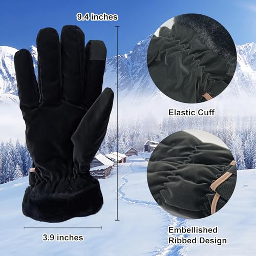 Bawnhaw Luvas femininas de inverno impermeáveis à prova de vento, forro quente de pelúcia sintética