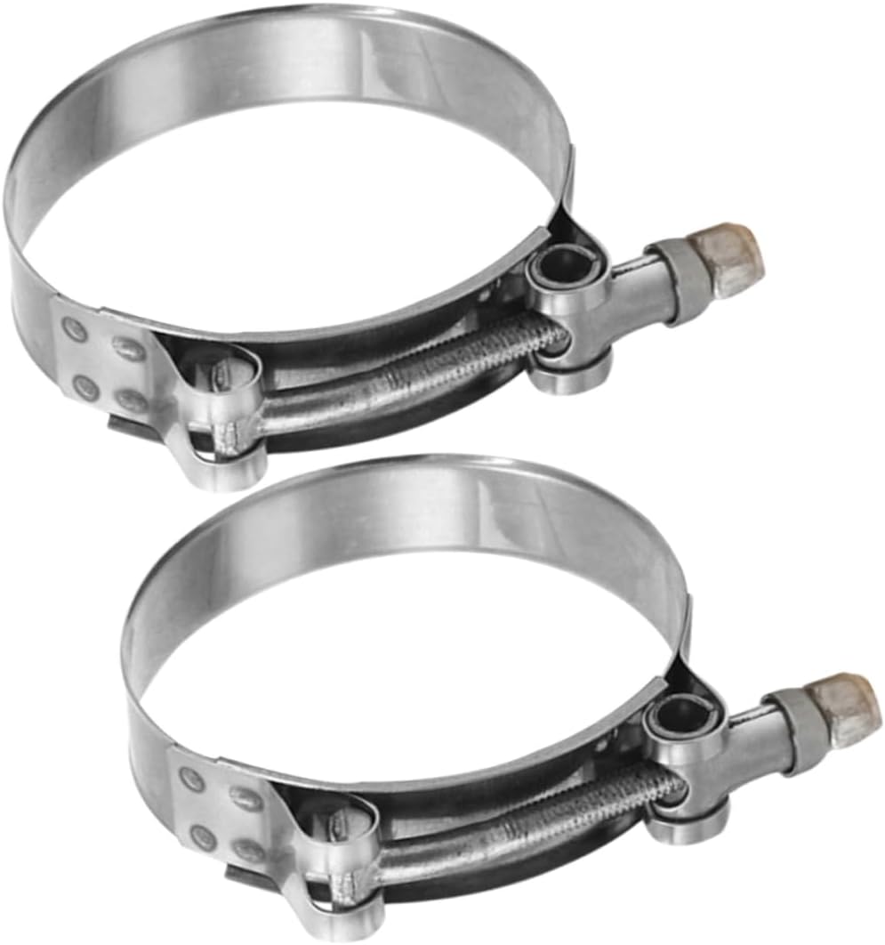 Luxshiny 2pc Type Stainless Steel Hose Clamp Band for Steel Tube Auto Industrial Use