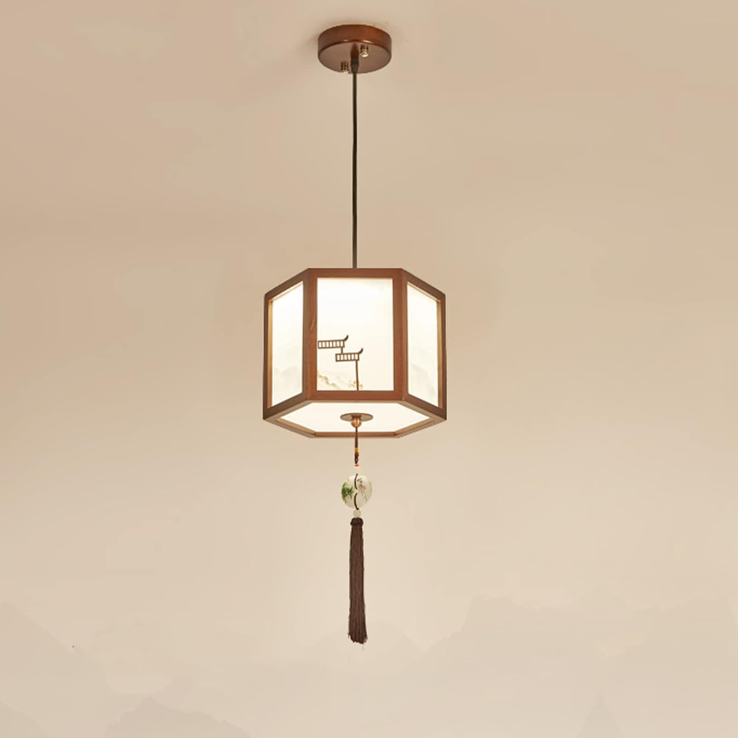 Lustre suspension lanterne chinoise zen pour salon de thé et restaurant