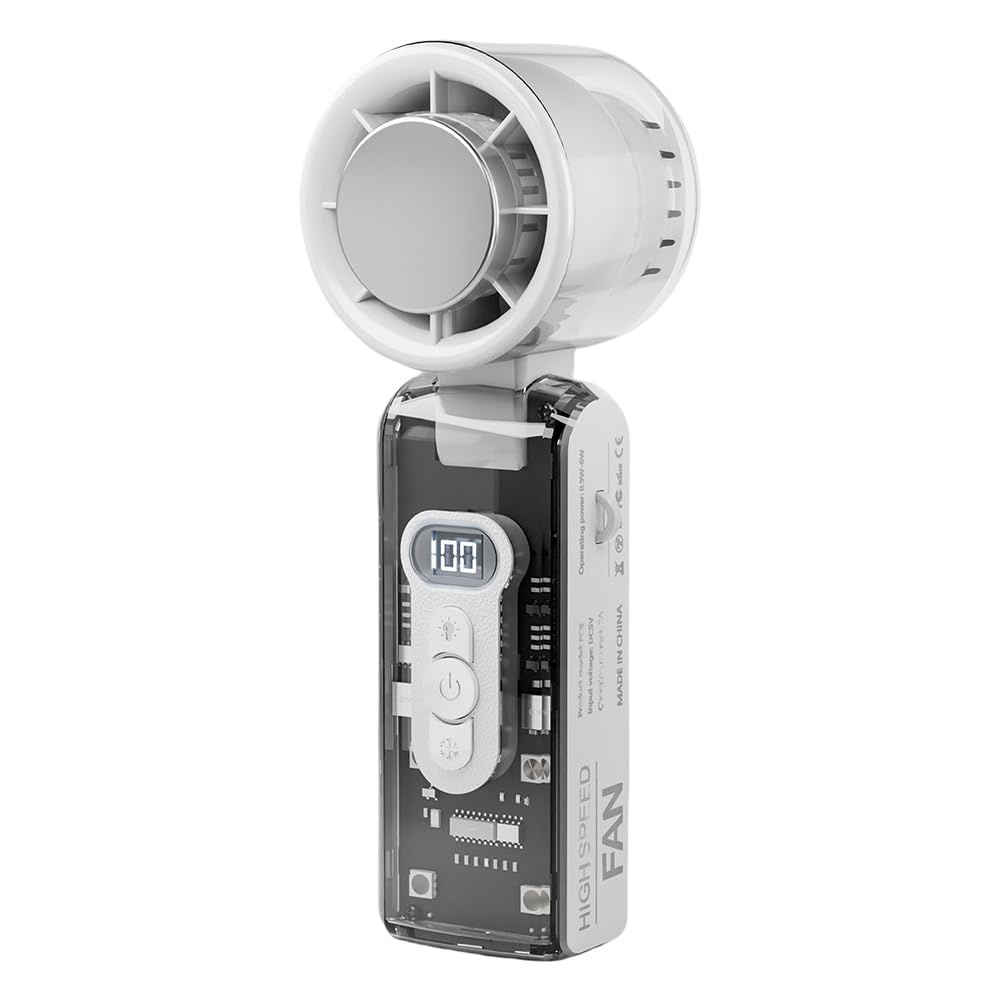 CTRLZS Portable Fan Rechargeable Handheld Outdoor Turbo Fan Infinite Speed Regulation White