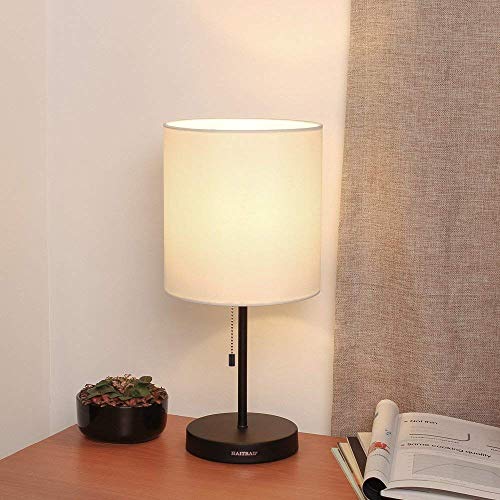 Haitral Modern Desk Lamp- Small Bedside Table Lamp With Pull Chain Metal Base, Classic Nightstand Lamp For Bedroom, Office, Living Room, College Dorm #TOP5