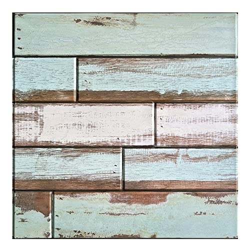 Commomy Paneles de pared de madera 3D autoadhesivos 30 x 30 cm, 10 unidades, placas decorativas pared de madera PVC para decoración de interior sala estar fondo dormitorio granja, mate