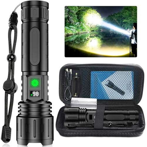 Image of Banral LED Flashlights High Lumens Rechargeable, 5000mAh Super Bright Powerful Flashlight, Type-C, 5 Modes, Zoomable, IPX5 Waterproof High Powered Tactical Flash Light for Emergency Camping Hiking