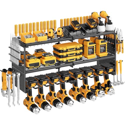 Power-Tool-Organizer-Wall-Mount-300Lbs-Tool-Storage-Rack-Black Power Tool Organizer Wall Mount, 300Lbs Tool Storage Rack, Black - Image 1