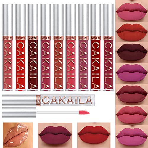 9Pcs Matte Liquid Lipstick+1Pcs Clear Lip Plumper Gloss Makeup Set Kit, Long Lasting Waterproof Moisturizing Velvet High Pigmented Lipstick Lip Stain Glaze Makeup Gift Sets for Girls Women colors 02 9Pcs Matte Liquid Lipstick+1Pcs Clear Lip Plumper Gloss Makeup Set Kit, Long Lasting Waterproof Moisturizing Velvet High Pigmented Lipstick Lip Stain Glaze Makeup Gift Sets for Girls Women colors 02