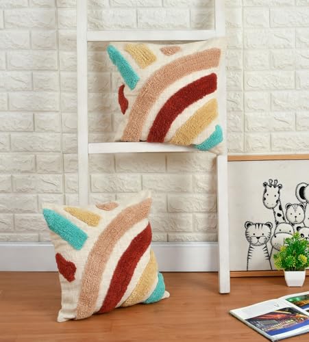 Image of Furnistitchs Premium Decorative Throw Cushion Pillow Cover Boho Home Decor - Living Room Bedroom Couch Sofa Cushion Covers 16 inch x 16 inch (1, Mustard V)