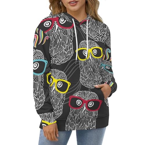 Pull hibou en dessin animé UMENG sweat-shirt manches longues S