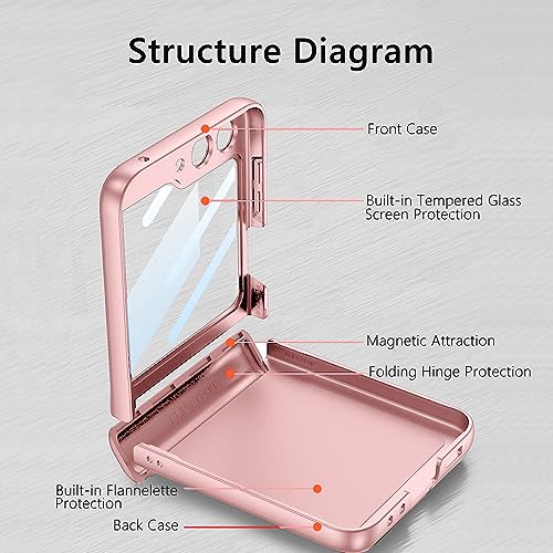 Coque Samsung Galaxy Z Flip 5 rose avec charnière et protège-écran